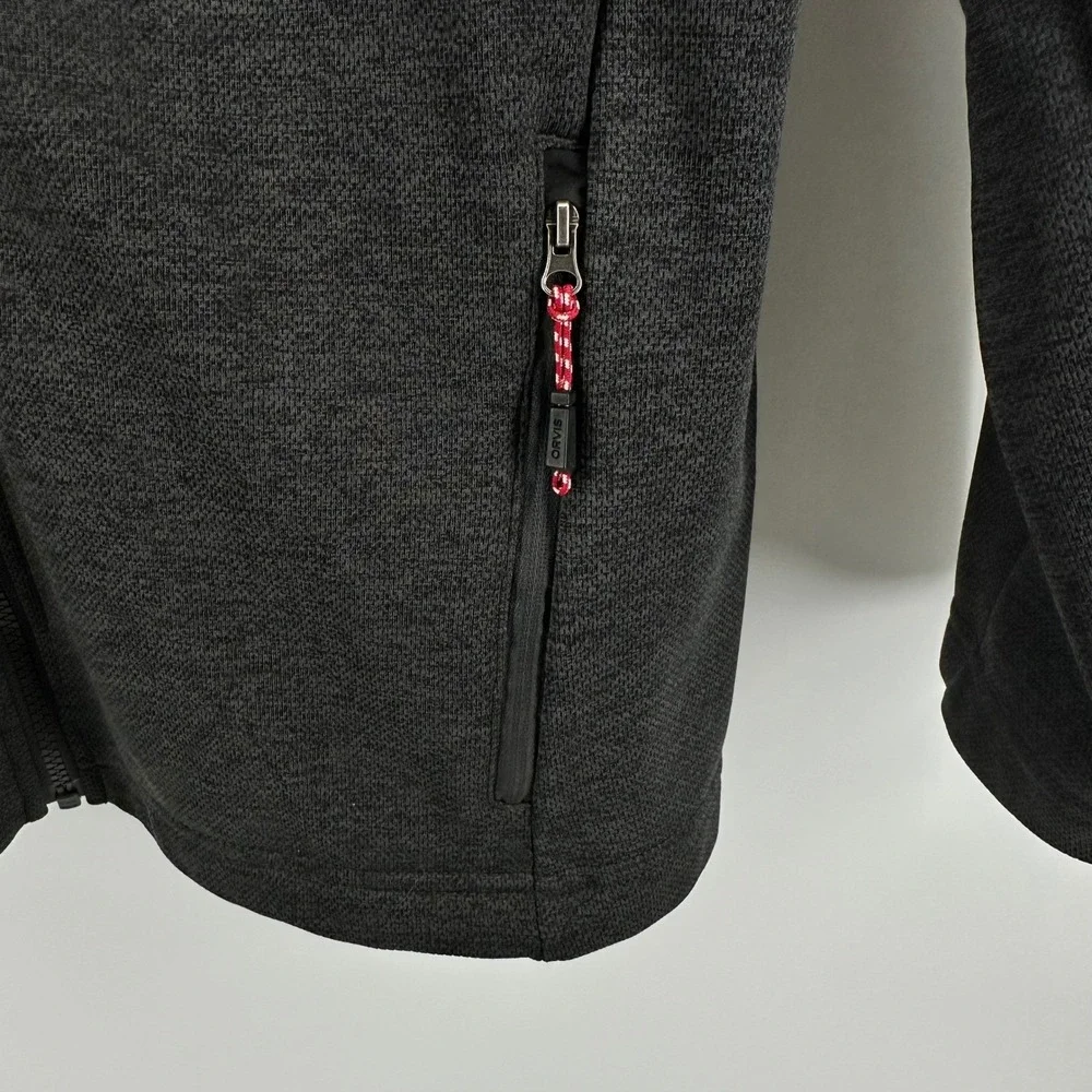 Orvis‎ Mens Large Full Zip Fleece Jacket Charcoal Gray Black Contrast 1522009